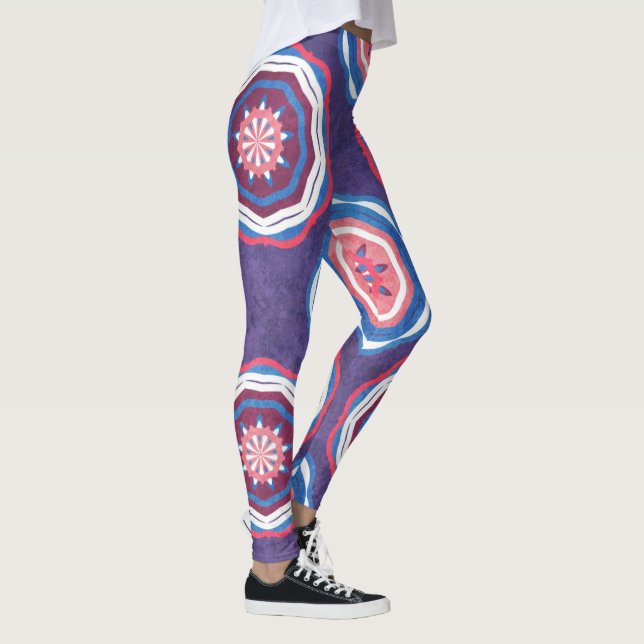 Purple Pink Abstract Mandala Leggings (Right)
