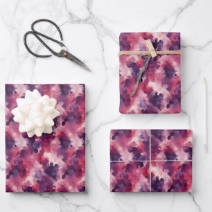 Purple & Pink Abstract Watercolor Wrapping Paper Sheet