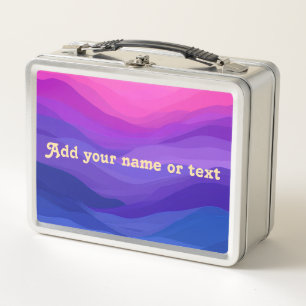 Purple Pink Abstract Waves Custom Metal Lunch Box