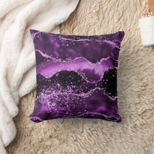 Purple pink agate marble cushion