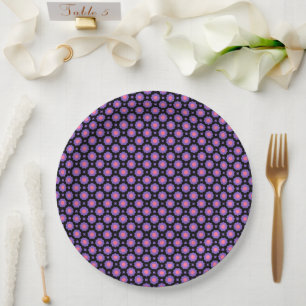 Purple Pink and Black Geo Paper Plate