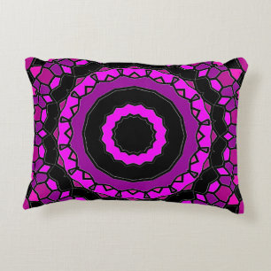 Purple Pink and Black Kaleidoscope Pattern Decorative Cushion