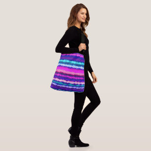 Purple, Pink and Blue Abstract Stripes Crossbody Bag