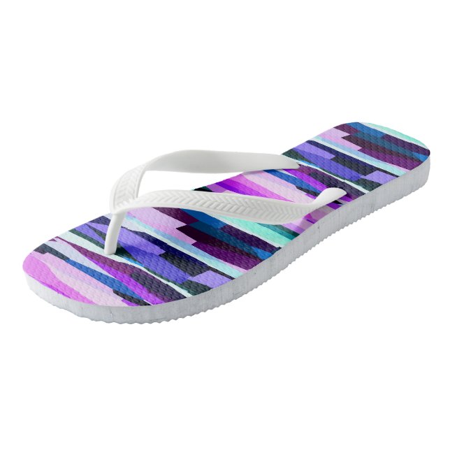 Purple, Pink and Blue Abstract Stripes Jandals (Angled)