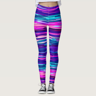 Purple, Pink and Blue Abstract Stripes Leggings