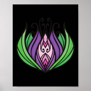 Purple, Pink, And Green Zen Lotus Flower  Poster