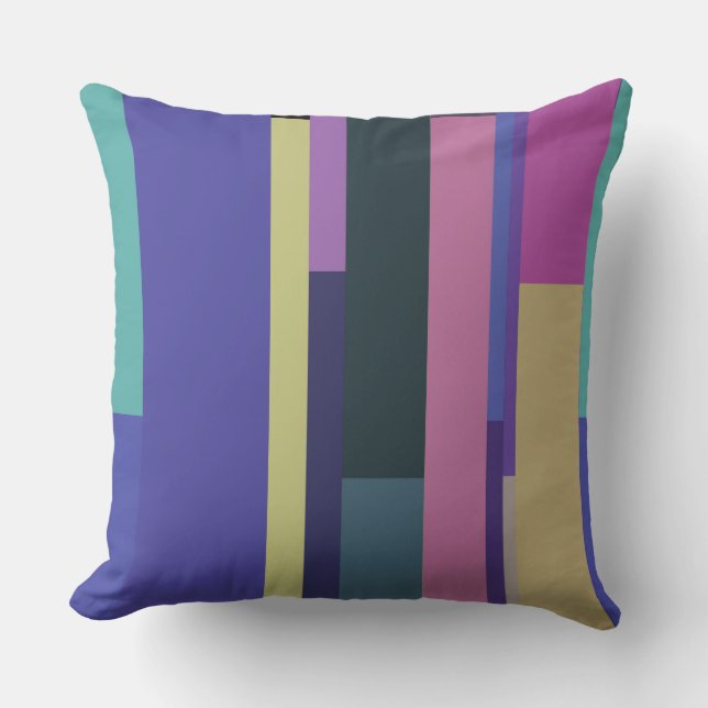Purple, Pink and grey Abstract Stripes Cushion (Front)