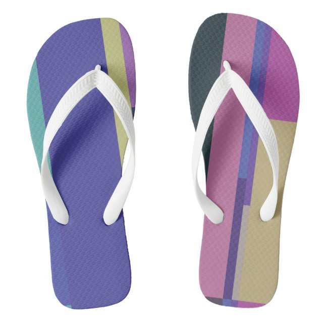 Purple, Pink and grey Abstract Stripes Jandals (Footbed)