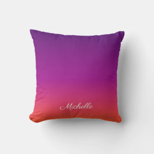 Purple, pink and orange gradient ombre cushion