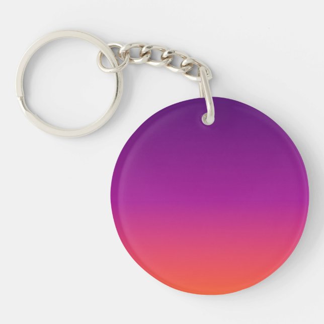 Purple, pink and orange gradient ombre key ring (Front)