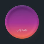 Purple, pink and orange gradient ombre paper plate<br><div class="desc">Purple,  pink and orange gradient ombre</div>