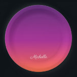 Purple, pink and orange gradient ombre paper plate<br><div class="desc">Purple,  pink and orange gradient ombre</div>
