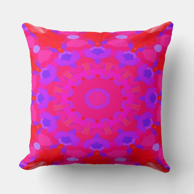 Purple, Pink and Orange Mandala Cushion (Front)