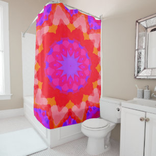 Purple, Pink and Orange Starburst Shower Curtain