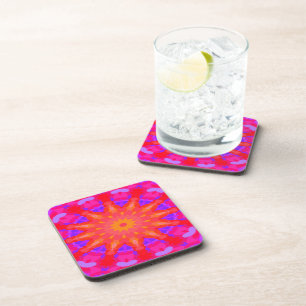 Purple, Pink and Orange Sun Rays Coaster