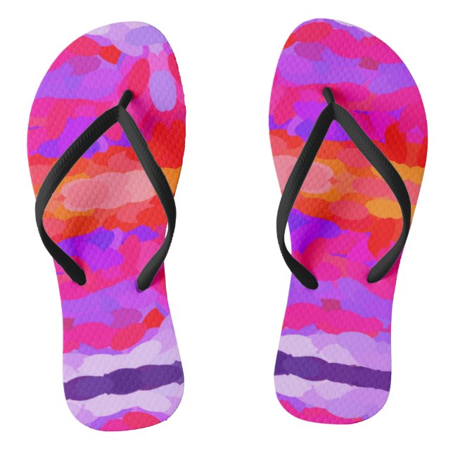 Purple, pink and orange tie dye flip flops (Footbed)