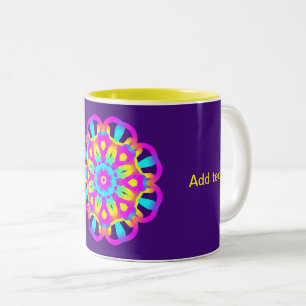 Purple, Pink and Yellow Tie Dye Two-Tone Coffee Mug