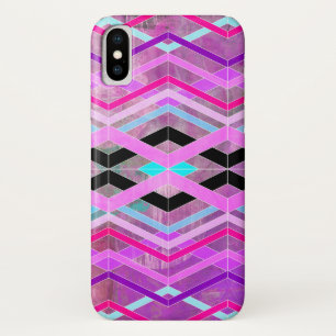 Purple Pink & Aqua Geometric Crossing Stripes Case-Mate iPhone Case