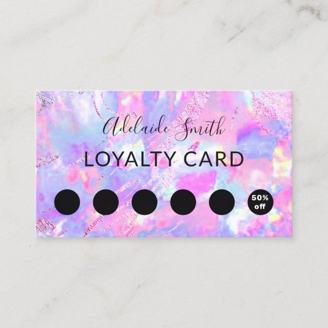 purple pink aqua opal gemstone business card (Front)
