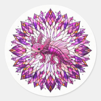 Purple Pink Axolotl Classic Round Sticker