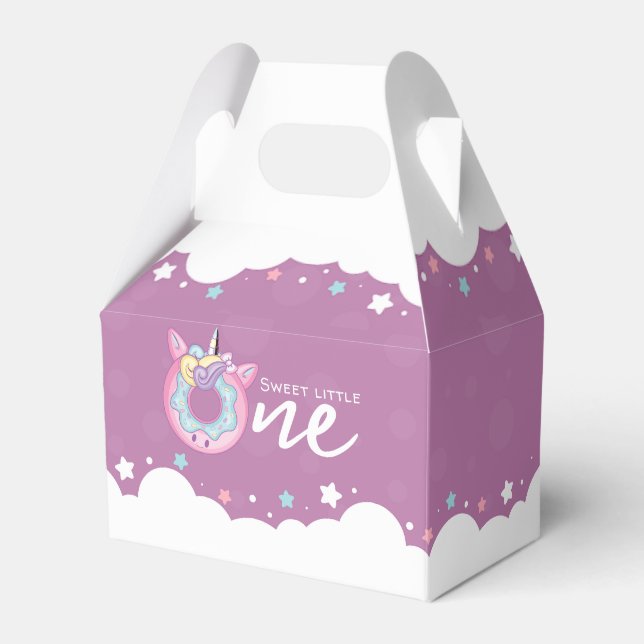 Purple Pink Baby Girl Sweet One 1st Birthday Dough Favour Box (Front Side)