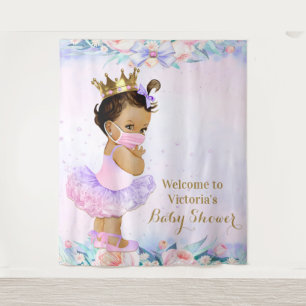 Purple Pink Baby With Mask Baby Shower XL Backdrop Tapestry