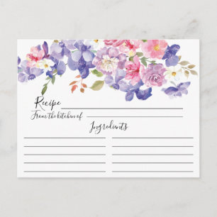 Purple & Pink Blooms Floral Recipe Card