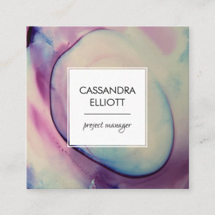 Purple, Pink & Blue Alcohol Ink Liquid Art Square Business Card