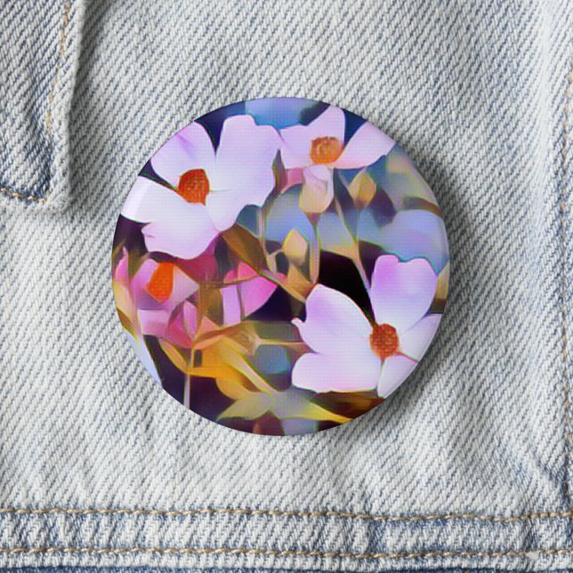 Purple Pink Blue Beautiful Floral  6 Cm Round Badge (Creator Uploaded)