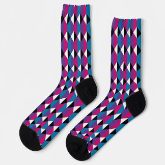 Purple, Pink, Blue, Black and White Diamond Socks