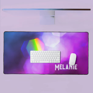 Purple Pink Blue Bright Dazzling Prism Rainbow Desk Mat