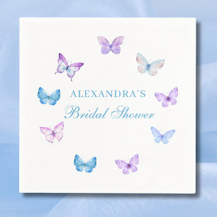 Purple Pink Blue Butterfly Bridal Shower Napkin