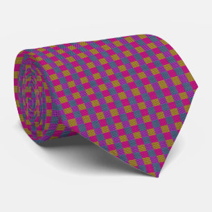Purple Pink Blue Checked Tartan Design, Tie