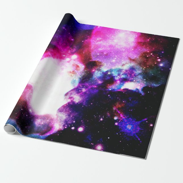 Purple Pink Blue Galaxy Nebula Wrapping Paper (Unrolled)