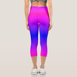 Purple Pink Blue Neon Gradient Ombre Modern Capri Leggings