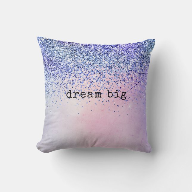 Purple Pink Blue Ombre Glitter Cushion (Front)