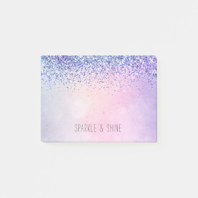 Purple Pink Blue Ombre Glitter Post-it Notes (Front)
