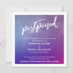 Purple, Pink & Blue Ombre Postponed Wedding Card