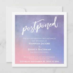 Purple, Pink Blue Ombre Postponed Wedding Card