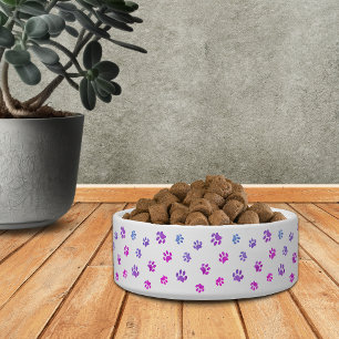 Purple Pink Blue Paw Prints Pattern Small Bowl