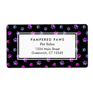 Purple Pink Blue Paw Prints Professional Pet Salon