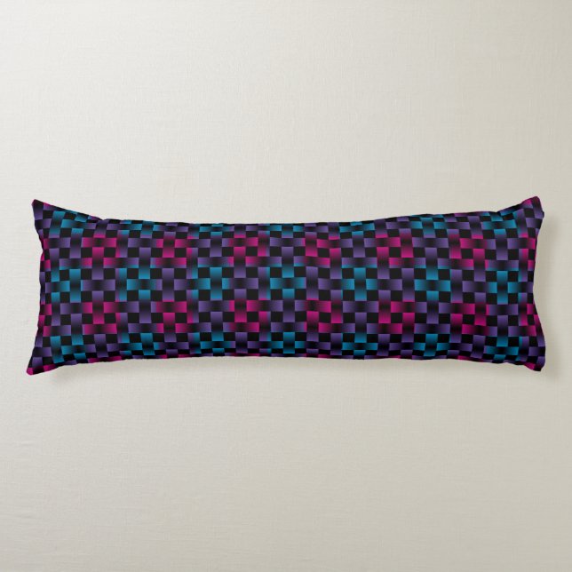 Purple Pink Blue Plaid Chequered Weave Pattern Body Cushion (Front)