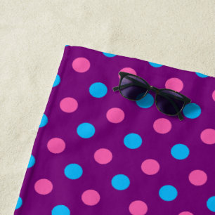 Purple Pink Blue Polka Dot Pattern Beach Towel