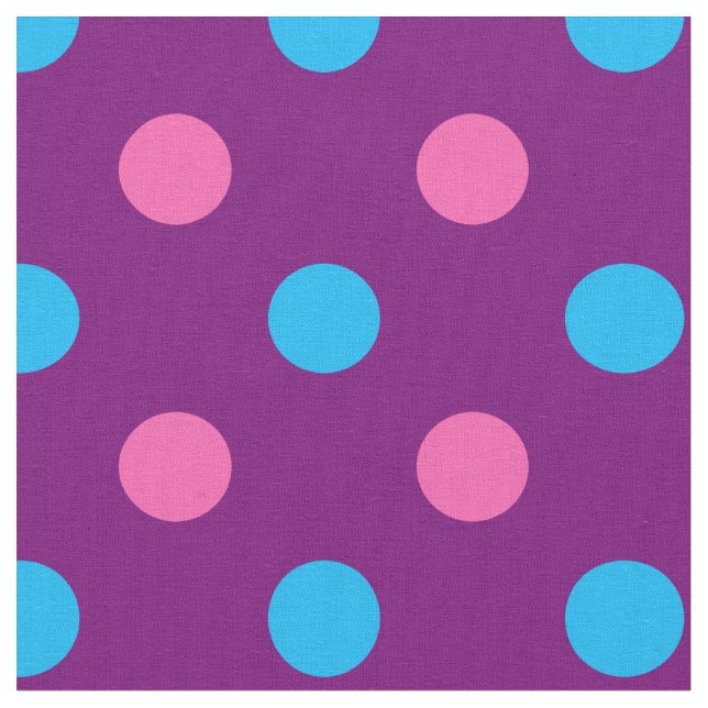 Purple Pink Blue Polka Dot Pattern Fabric (Close Up)