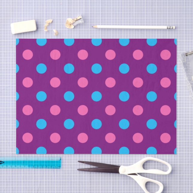 Purple Pink Blue Polka Dot Pattern Tissue Paper (Craft)