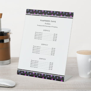 Purple Pink Blue Professional Pet Salon Service Pedestal Sign