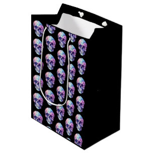 Purple Pink Blue Skull Black Halloween Medium Gift Bag