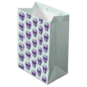 Purple Pink Blue Skull Light Green Halloween Medium Gift Bag