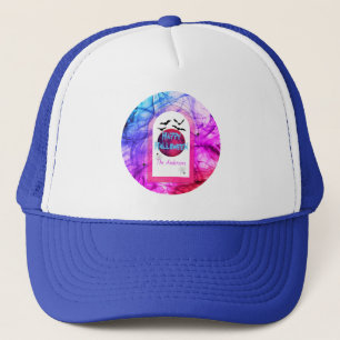 Purple Pink Blue Spooky Bat Modern Happy Halloween Trucker Hat