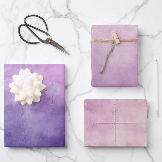 Purple Pink Blush Texture Wrapping Paper Sheet (Front)